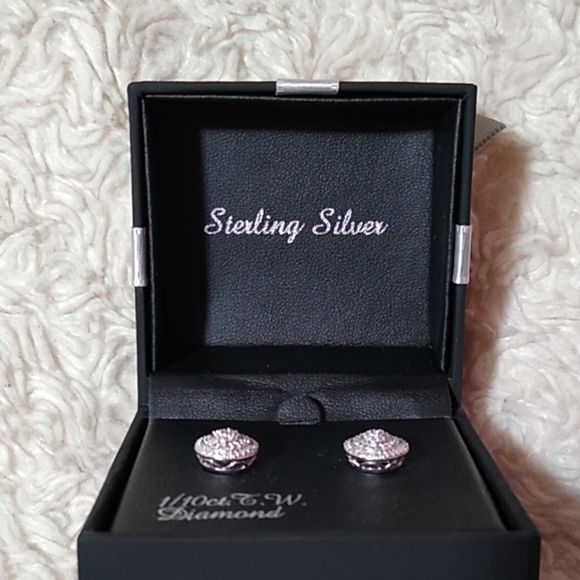 **SOLD** Sterling Silver 1/10 ct. Diamond Earrings - Picture 4 of 6